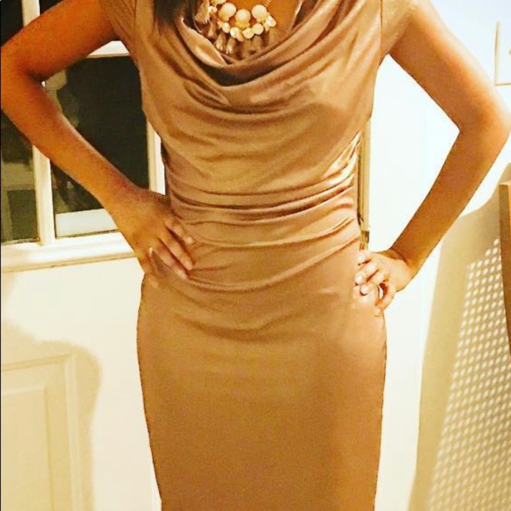 Gold party dress.